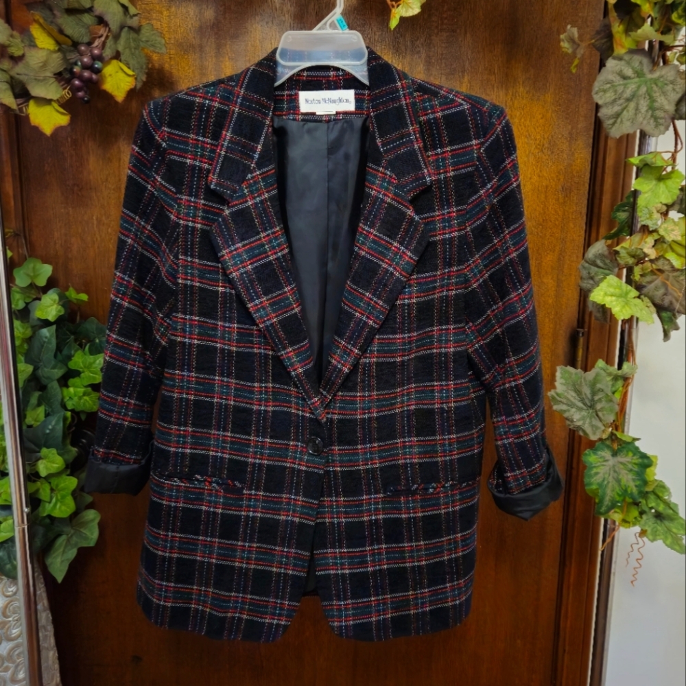 Vintage 80s Norton McNaughton Plaid Blazer